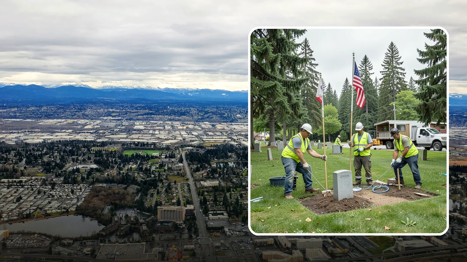 Flag & Marker Installation in SeaTac, King County, WA - Installation of memorial flags and grave markers at cemeteries and memorial sites across Western Washington.