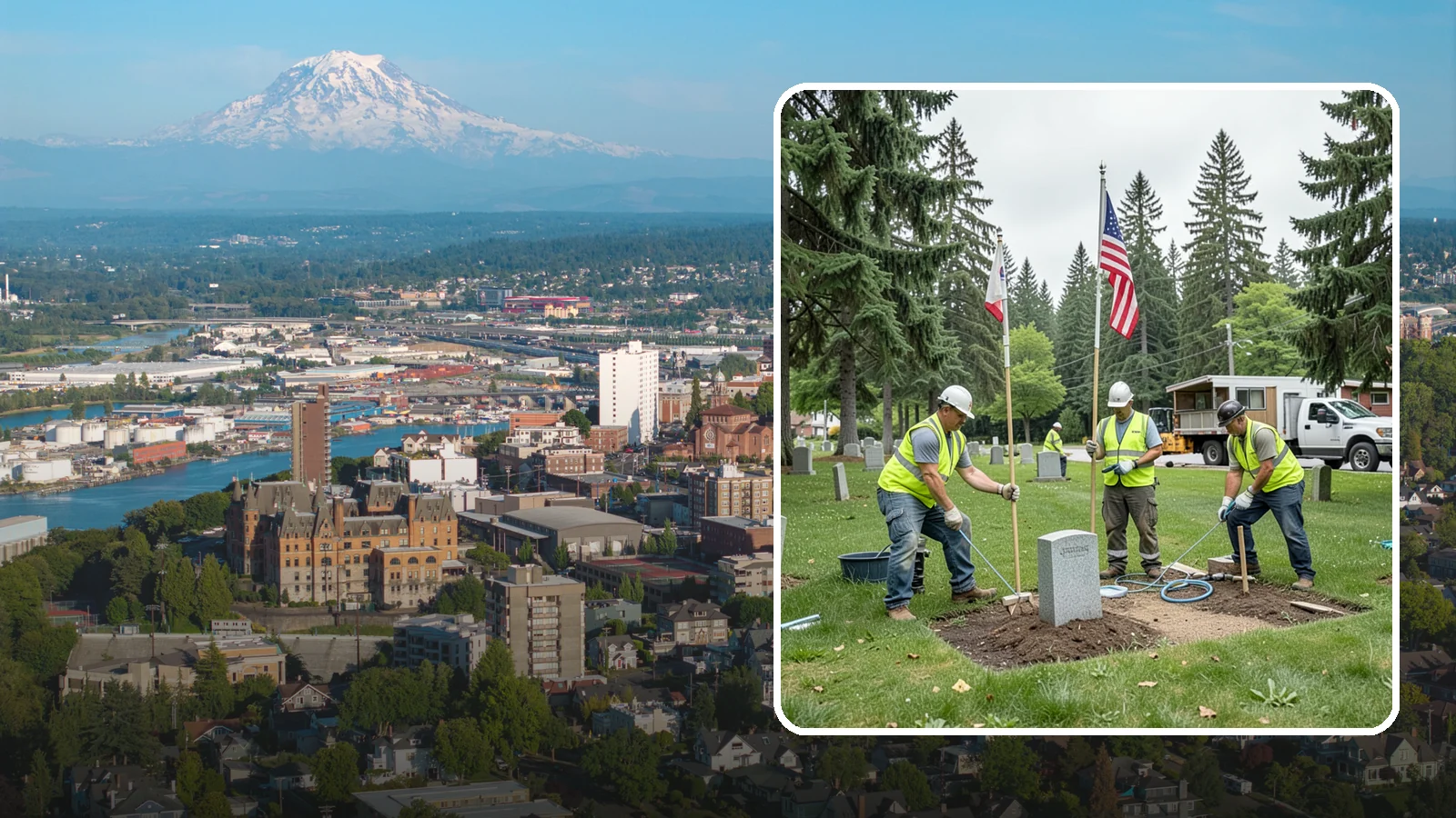 Flag & Marker Installation in Tacoma, Pierce County, WA - Installation of memorial flags and grave markers at cemeteries and memorial sites across Western Washington.