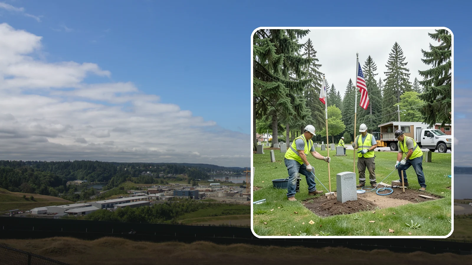 Flag & Marker Installation in University Place, Pierce County, WA - Installation of memorial flags and grave markers at cemeteries and memorial sites across Western Washington.