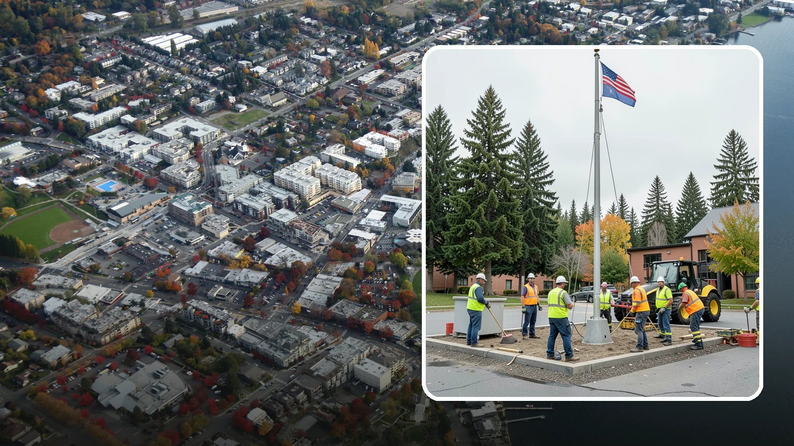 Flagpole Installation in Kirkland, King County, WA - We install flagpoles at civic buildings, parks, and memorials with engineered foundations and proper halyard systems.