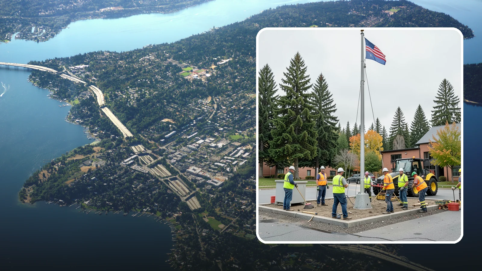 Flagpole Installation in Mercer Island, King County, WA - We install flagpoles at civic buildings, parks, and memorials with engineered foundations and proper halyard systems.