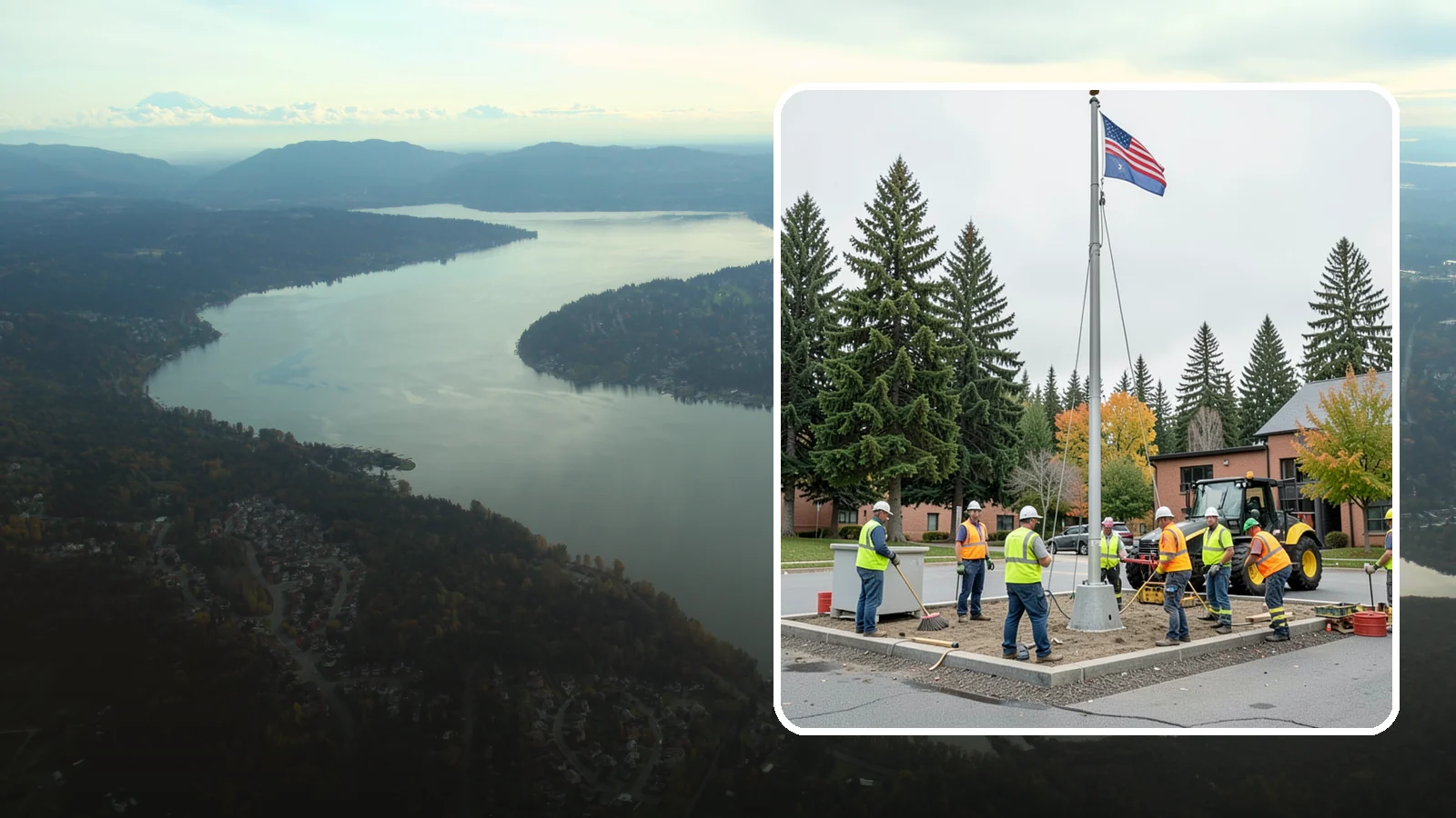 Flagpole Installation in Sammamish, King County, WA - We install flagpoles at civic buildings, parks, and memorials with engineered foundations and proper halyard systems.