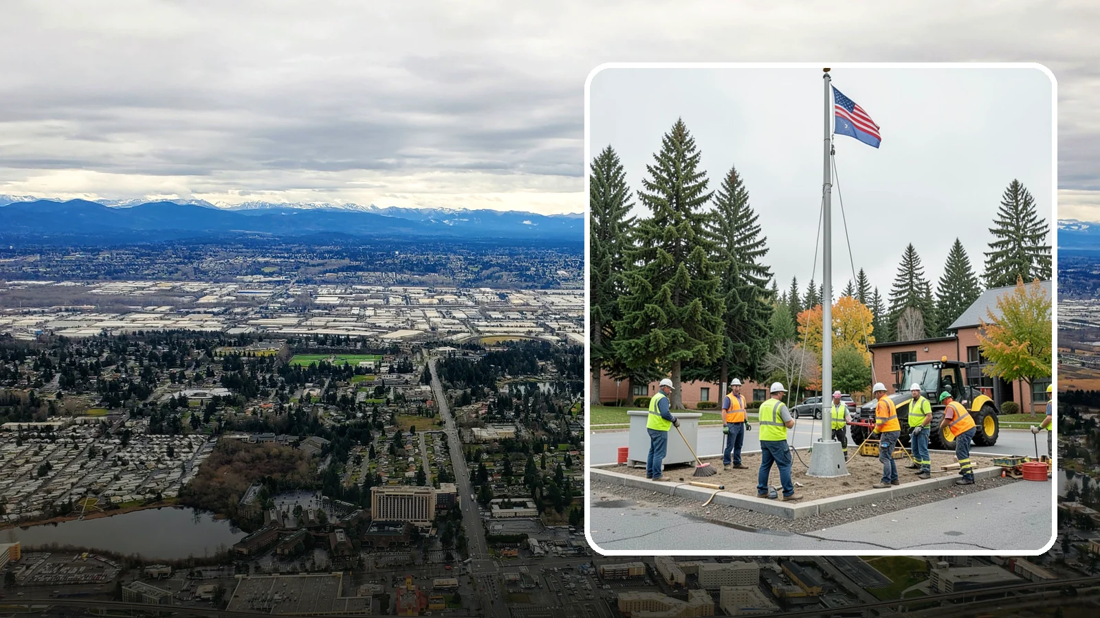 Flagpole Installation in SeaTac, King County, WA - We install flagpoles at civic buildings, parks, and memorials with engineered foundations and proper halyard systems.