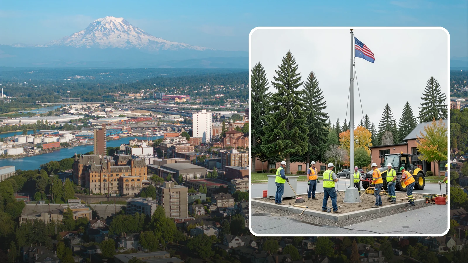 Flagpole Installation in Tacoma, Pierce County, WA - We install flagpoles at civic buildings, parks, and memorials with engineered foundations and proper halyard systems.