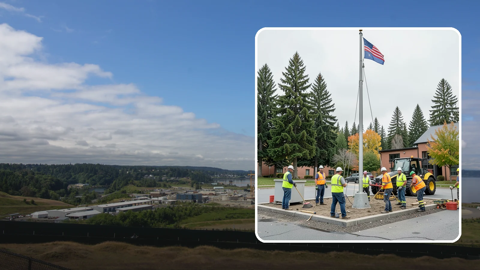 Flagpole Installation in University Place, Pierce County, WA - We install flagpoles at civic buildings, parks, and memorials with engineered foundations and proper halyard systems.