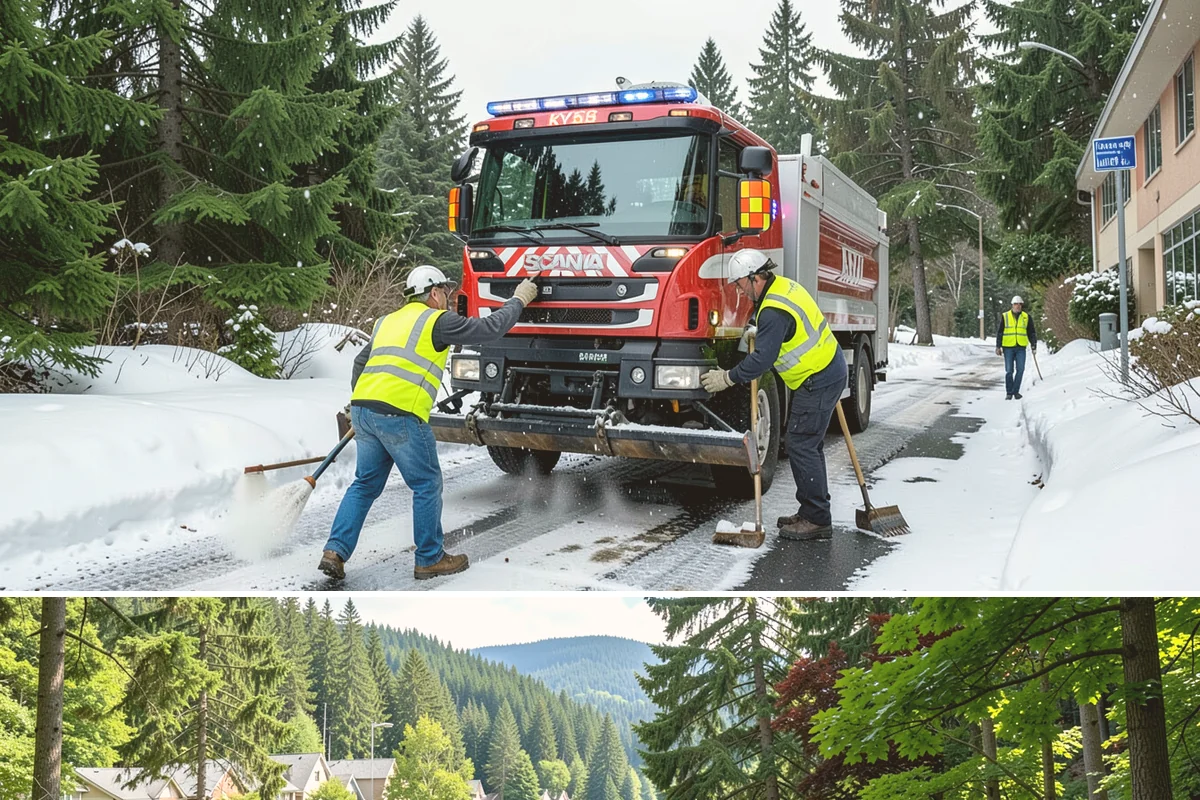 Fleet Maintenance in Lake Forest Park, King County, WA - Snow and storm equipment gets priority servicing ahead of winter, while mowers and sweepers are prepped in spring.