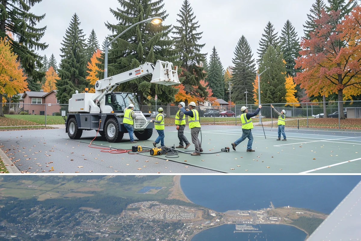 Fleet Maintenance in Oak Harbor, Island County, WA - Snow and storm equipment gets priority servicing ahead of winter, while mowers and sweepers are prepped in spring.