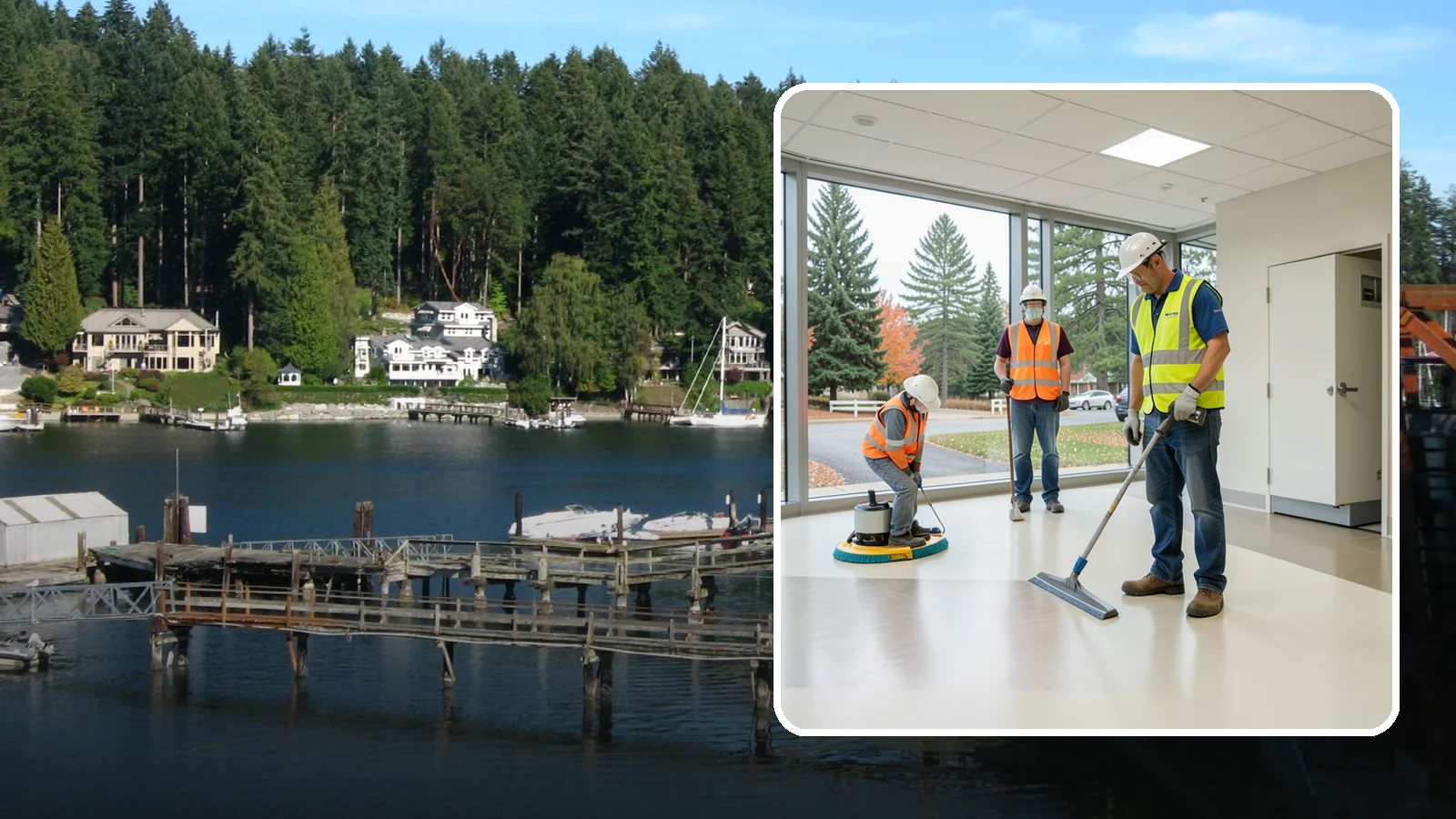 Floor Care & Refinishing in Gig Harbor, Pierce County, WA - Restore and protect hard and resilient floors in public buildings with professional stripping, refinishing, and care.