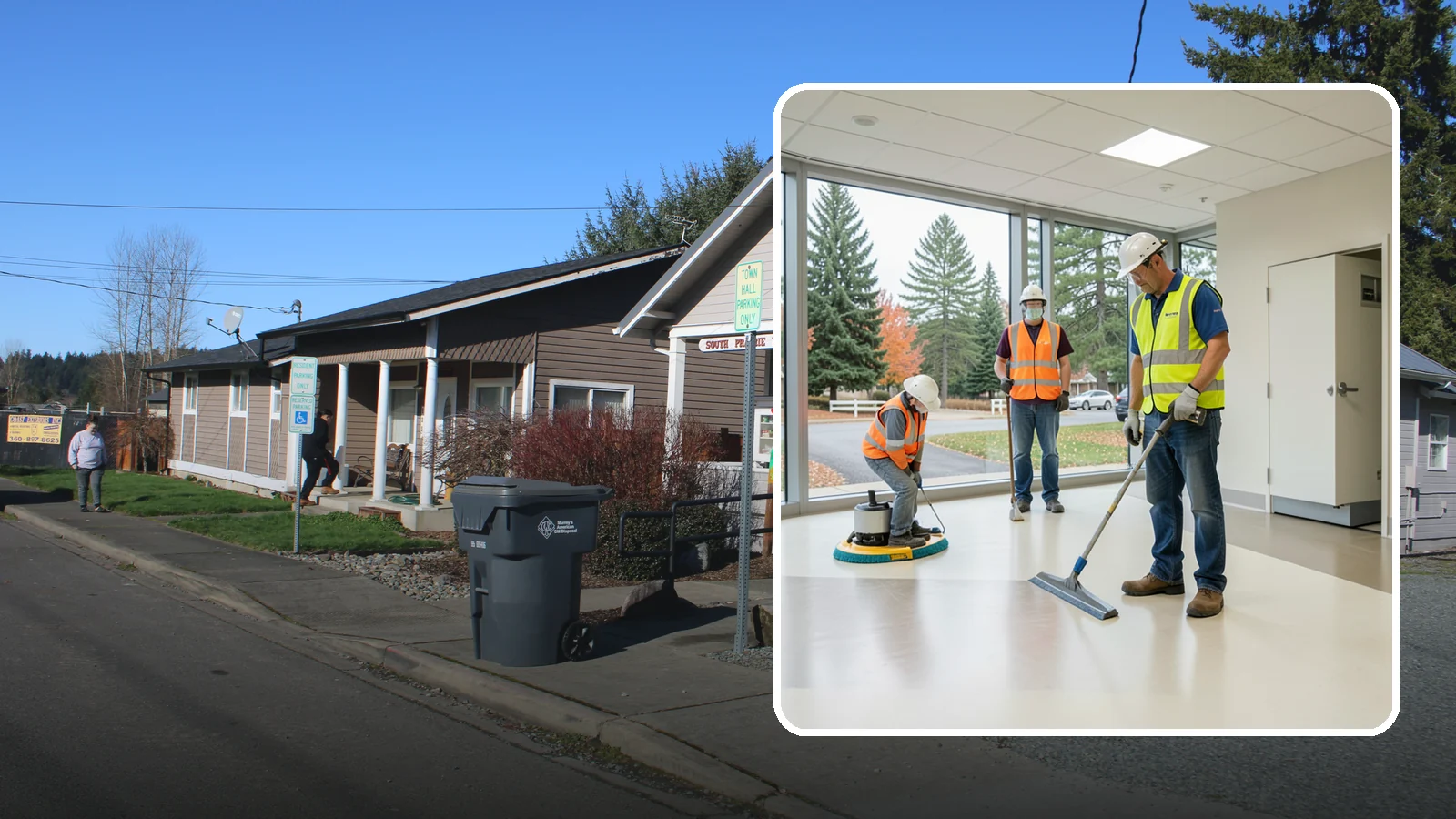 Floor Care & Refinishing in South Prairie, Pierce County, WA - Restore and protect hard and resilient floors in public buildings with professional stripping, refinishing, and care.