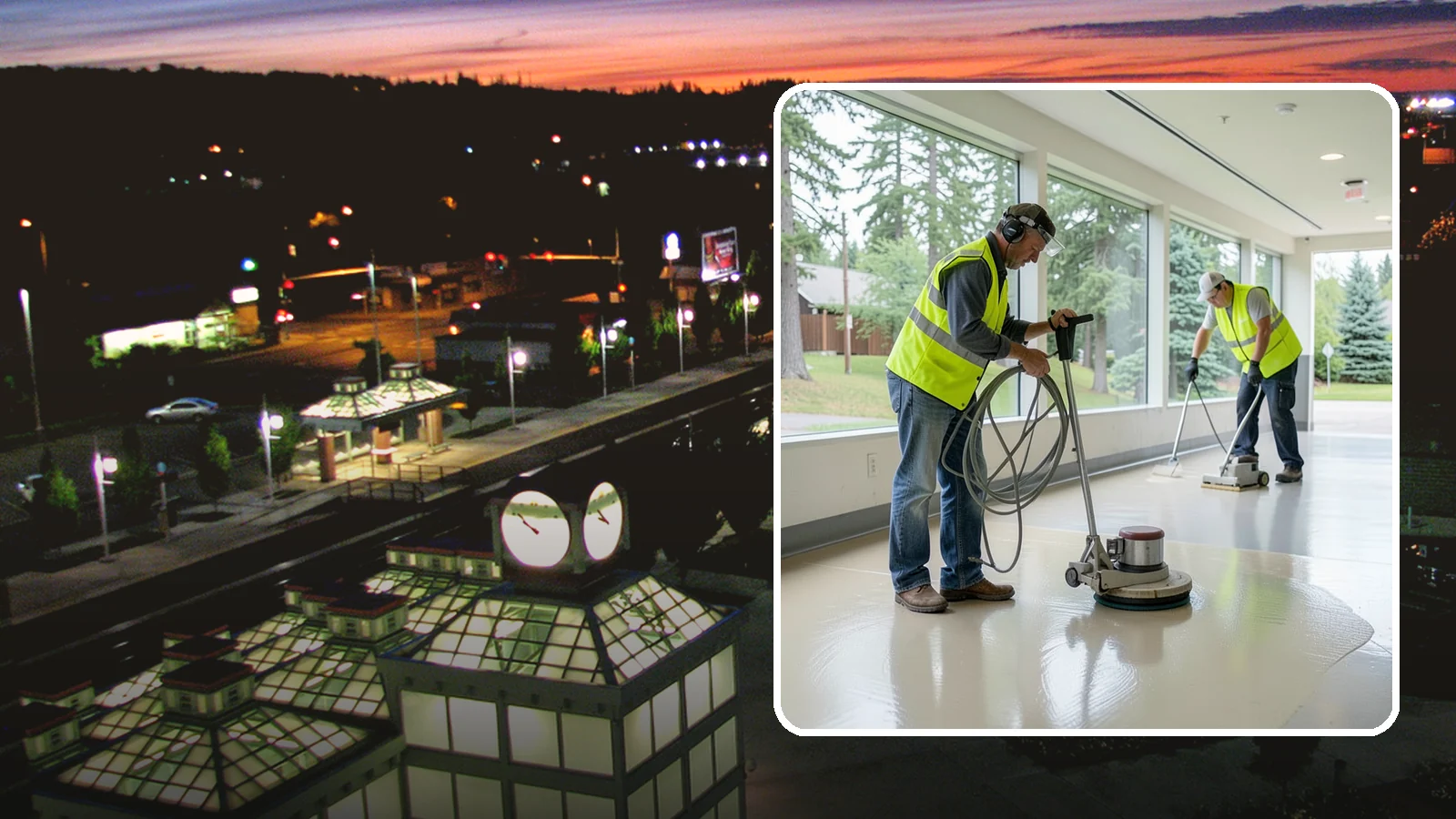 Floor Stripping & Waxing in Auburn, King County, WA - Periodic strip-and-wax restores protective finish and shine to hard floors in schools, offices, and public buildings.