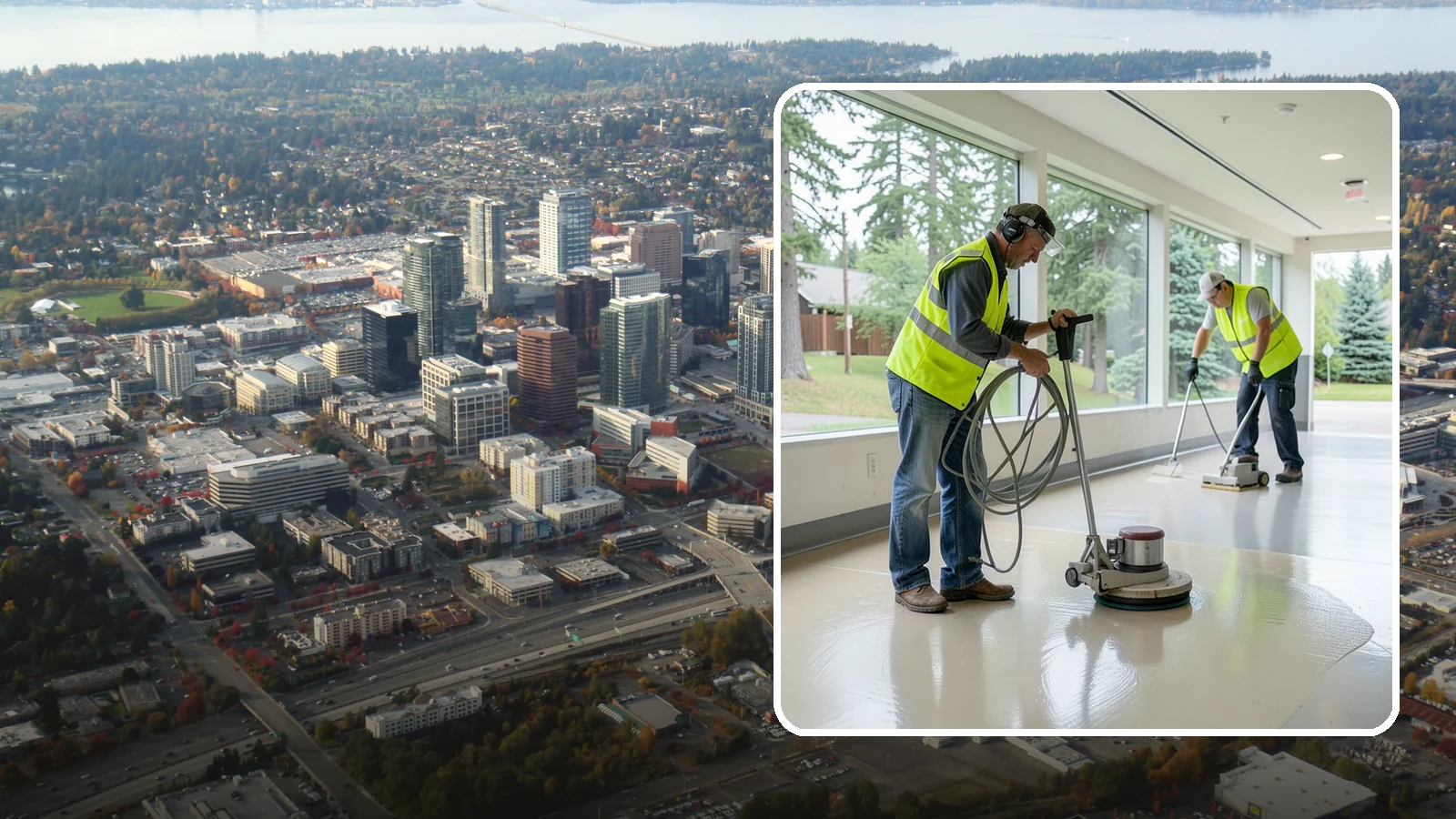 Floor Stripping & Waxing in Bellevue, King County, WA - Periodic strip-and-wax restores protective finish and shine to hard floors in schools, offices, and public buildings.