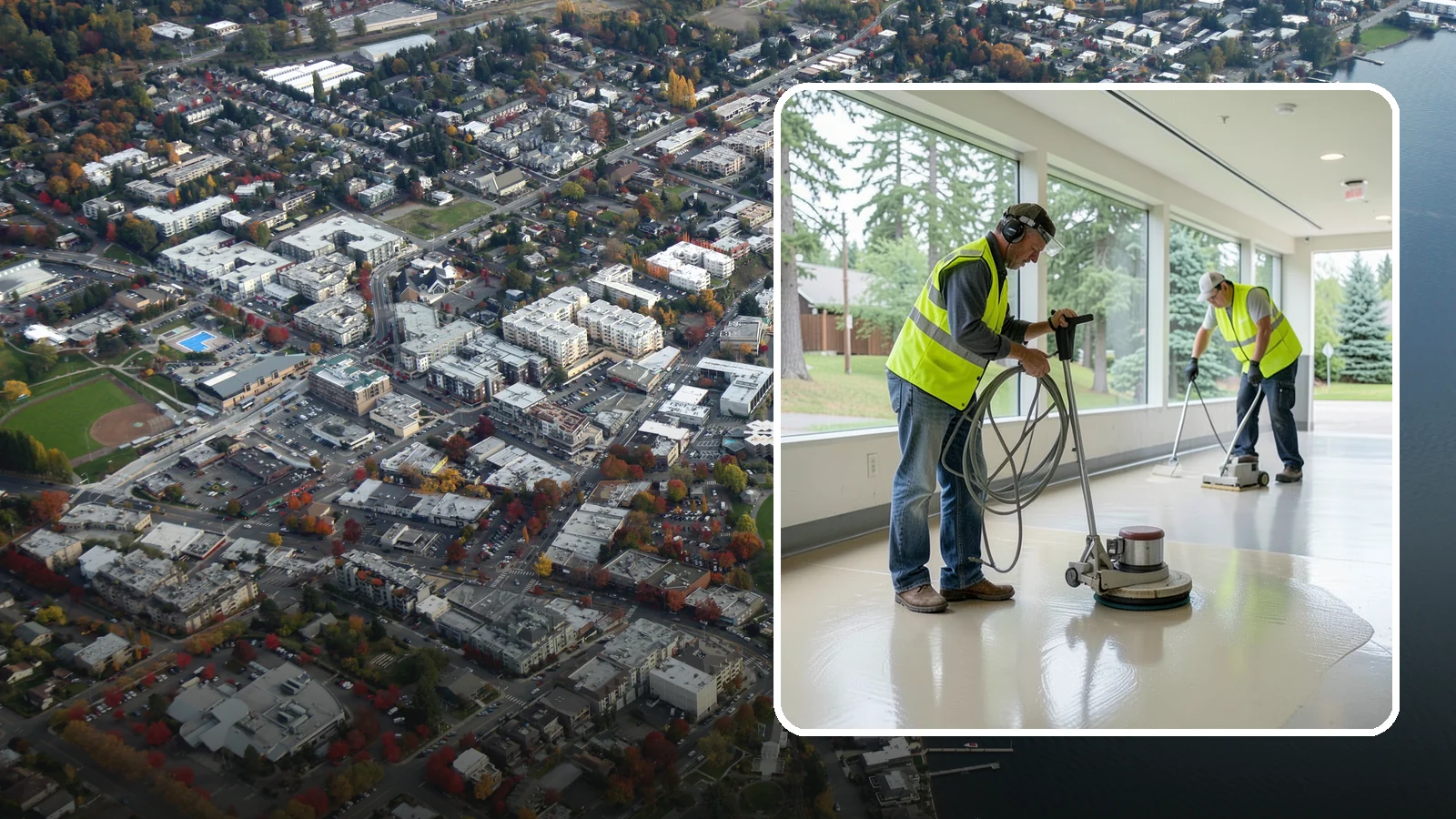 Floor Stripping & Waxing in Kirkland, King County, WA - Periodic strip-and-wax restores protective finish and shine to hard floors in schools, offices, and public buildings.
