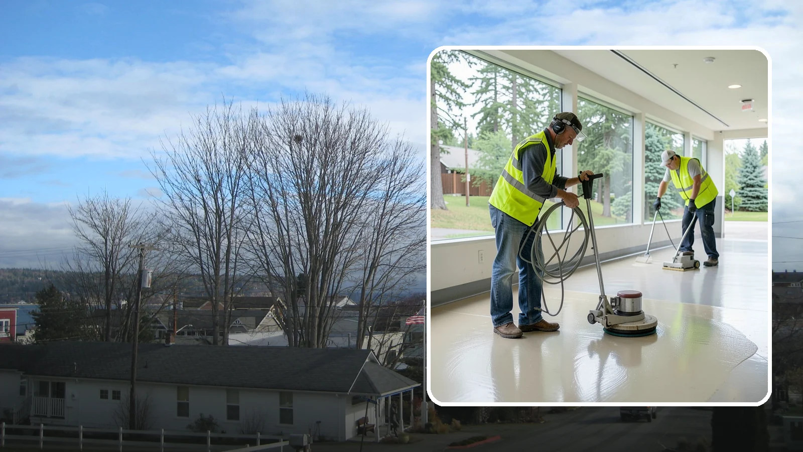 Floor Stripping & Waxing in Langley, Island County, WA - Periodic strip-and-wax restores protective finish and shine to hard floors in schools, offices, and public buildings.