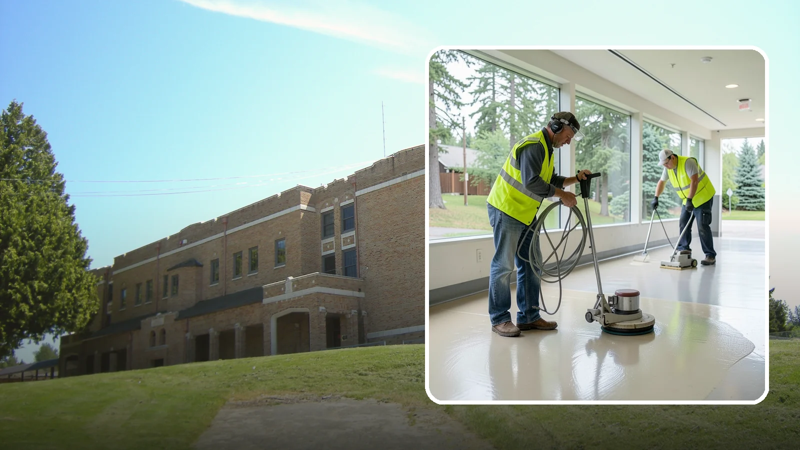 Floor Stripping & Waxing in Maple Valley, King County, WA - Periodic strip-and-wax restores protective finish and shine to hard floors in schools, offices, and public buildings.