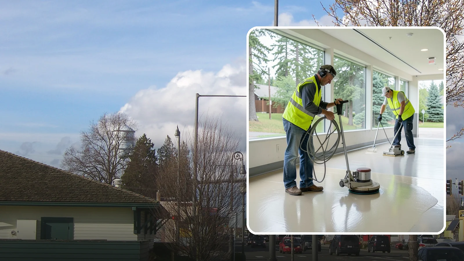 Floor Stripping & Waxing in Marysville, Snohomish County, WA - Periodic strip-and-wax restores protective finish and shine to hard floors in schools, offices, and public buildings.