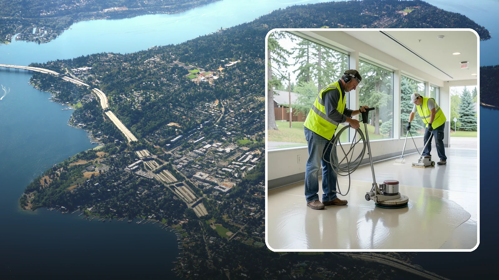 Floor Stripping & Waxing in Mercer Island, King County, WA - Periodic strip-and-wax restores protective finish and shine to hard floors in schools, offices, and public buildings.