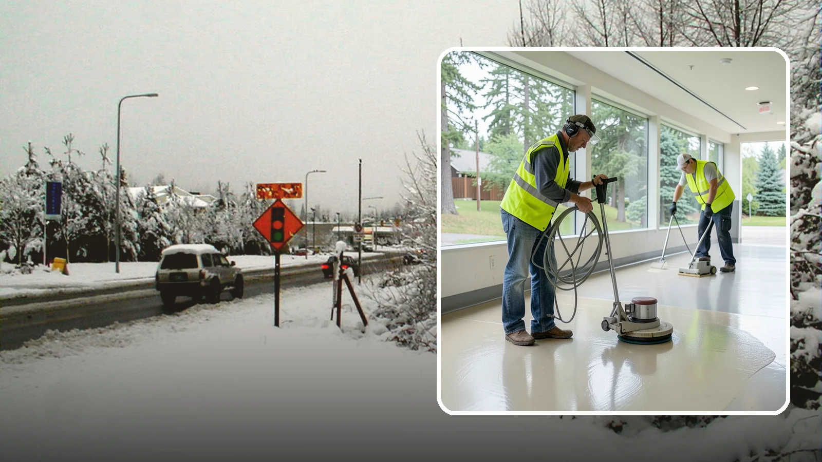 Floor Stripping & Waxing in Newcastle, King County, WA - Periodic strip-and-wax restores protective finish and shine to hard floors in schools, offices, and public buildings.