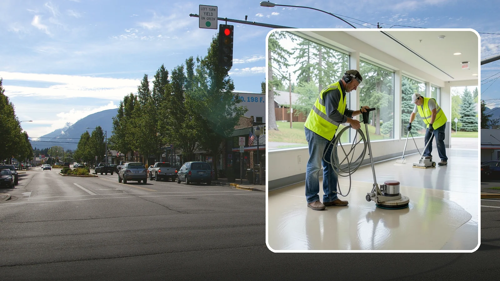 Floor Stripping & Waxing in North Bend, King County, WA - Periodic strip-and-wax restores protective finish and shine to hard floors in schools, offices, and public buildings.