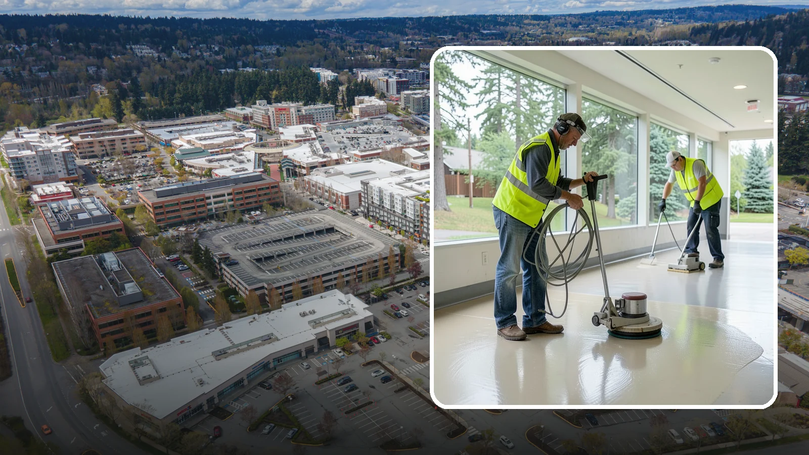 Floor Stripping & Waxing in Redmond, King County, WA - Periodic strip-and-wax restores protective finish and shine to hard floors in schools, offices, and public buildings.