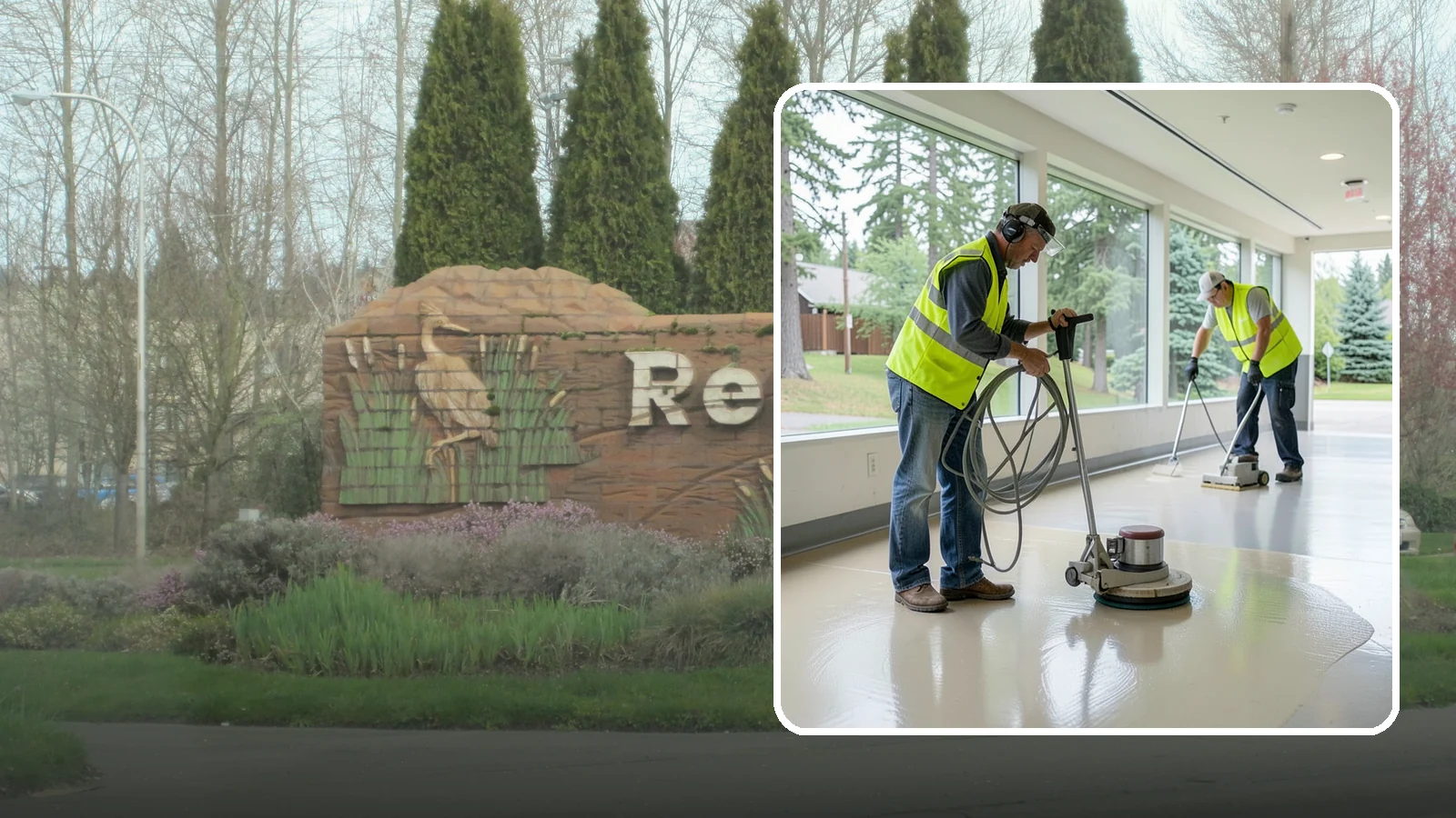 Floor Stripping & Waxing in Renton, King County, WA - Periodic strip-and-wax restores protective finish and shine to hard floors in schools, offices, and public buildings.
