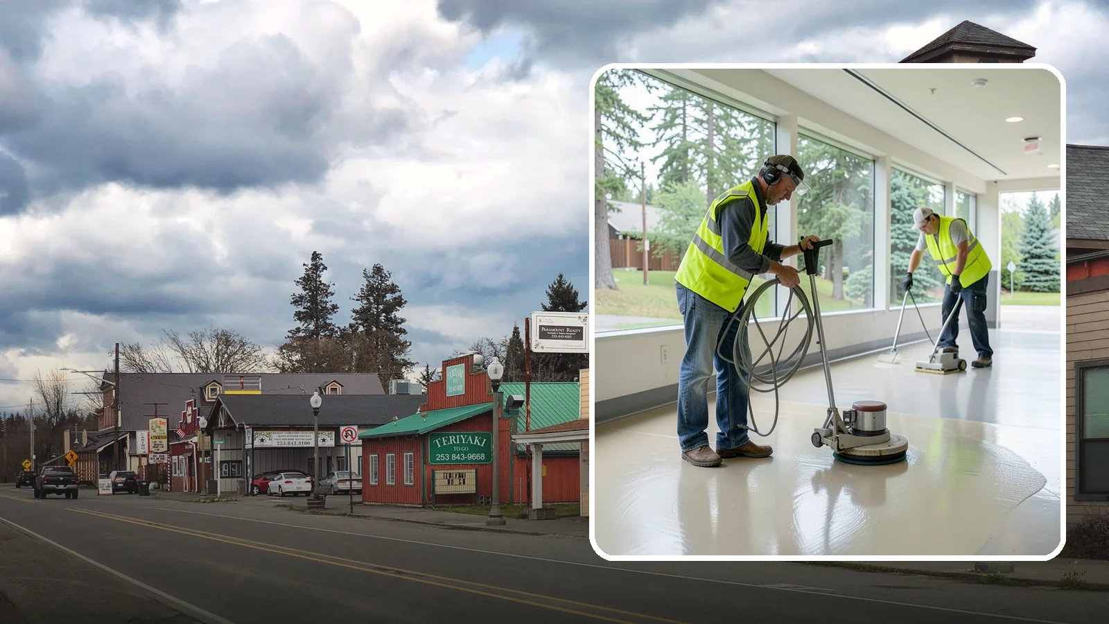 Floor Stripping & Waxing in Roy, Pierce County, WA - Periodic strip-and-wax restores protective finish and shine to hard floors in schools, offices, and public buildings.