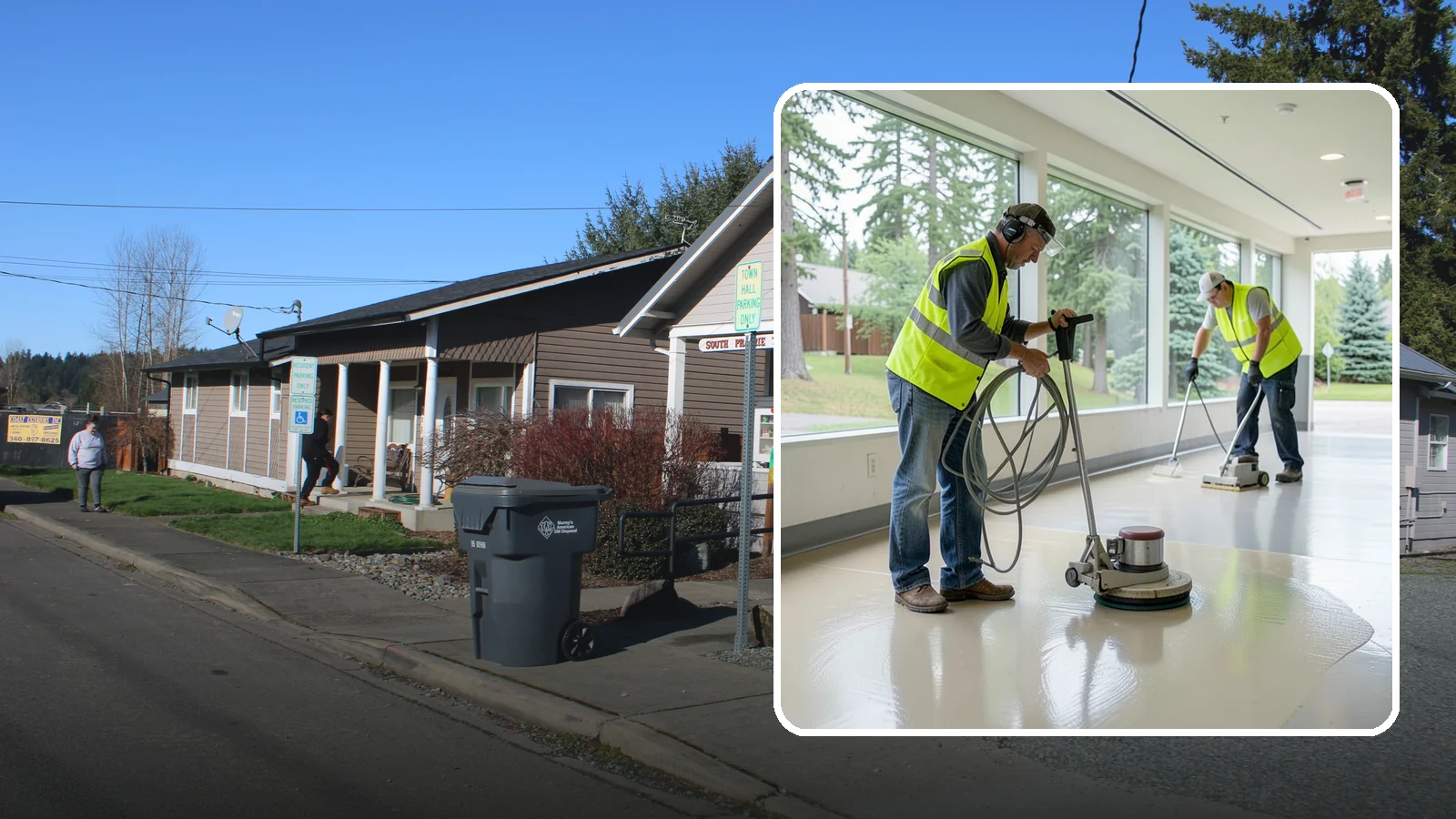 Floor Stripping & Waxing in South Prairie, Pierce County, WA - Periodic strip-and-wax restores protective finish and shine to hard floors in schools, offices, and public buildings.