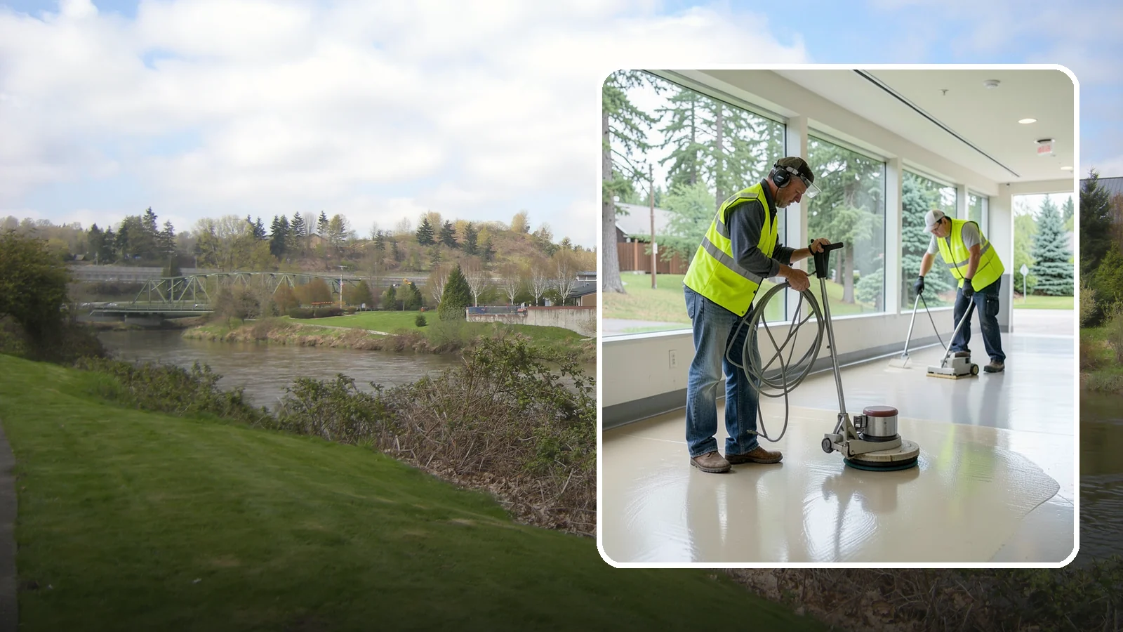 Floor Stripping & Waxing in Tukwila, King County, WA - Periodic strip-and-wax restores protective finish and shine to hard floors in schools, offices, and public buildings.