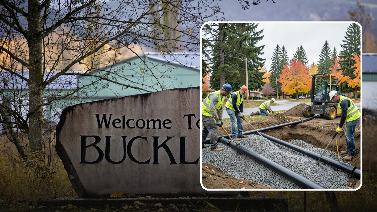 French Drain Installation in Buckley, Pierce County, WA - French drain installation that intercepts and redirects subsurface water away from municipal infrastructure and problem areas.