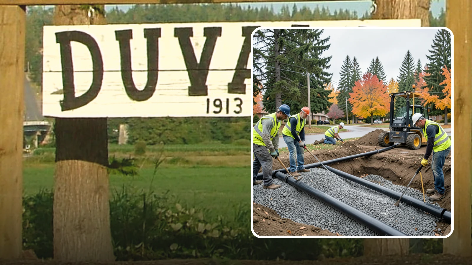 French Drain Installation in Duvall, King County, WA - French drain installation that intercepts and redirects subsurface water away from municipal infrastructure and problem areas.