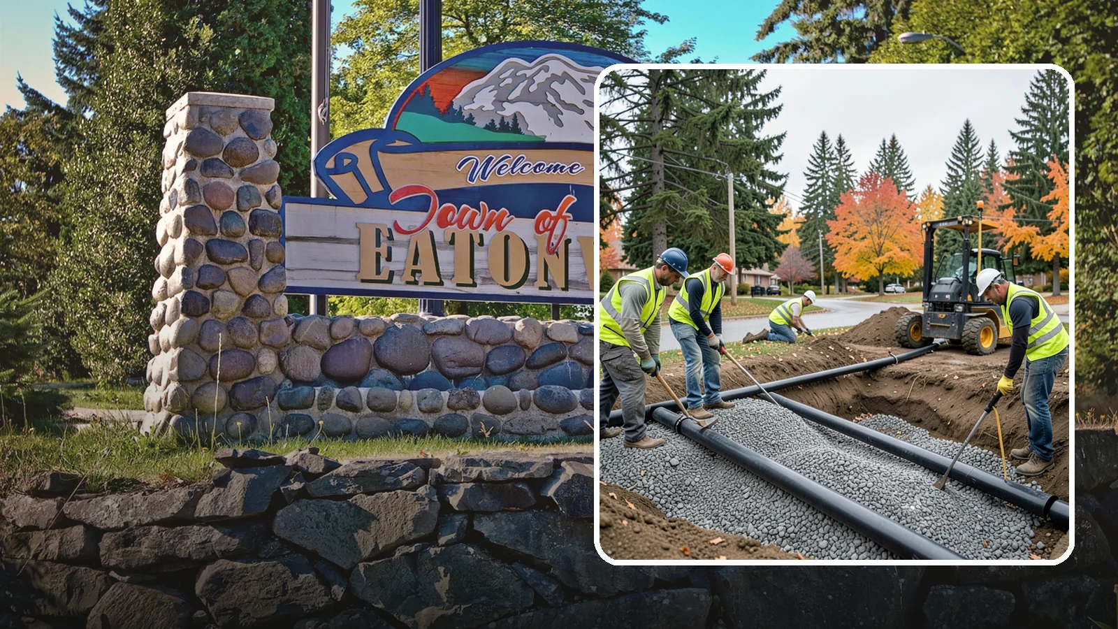 French Drain Installation in Eatonville, Pierce County, WA - French drain installation that intercepts and redirects subsurface water away from municipal infrastructure and problem areas.