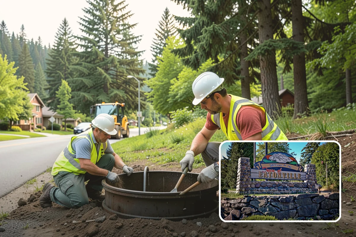 French Drain Installation in Eatonville, Pierce County, WA - Intercepts groundwater before it damages structures or facilities