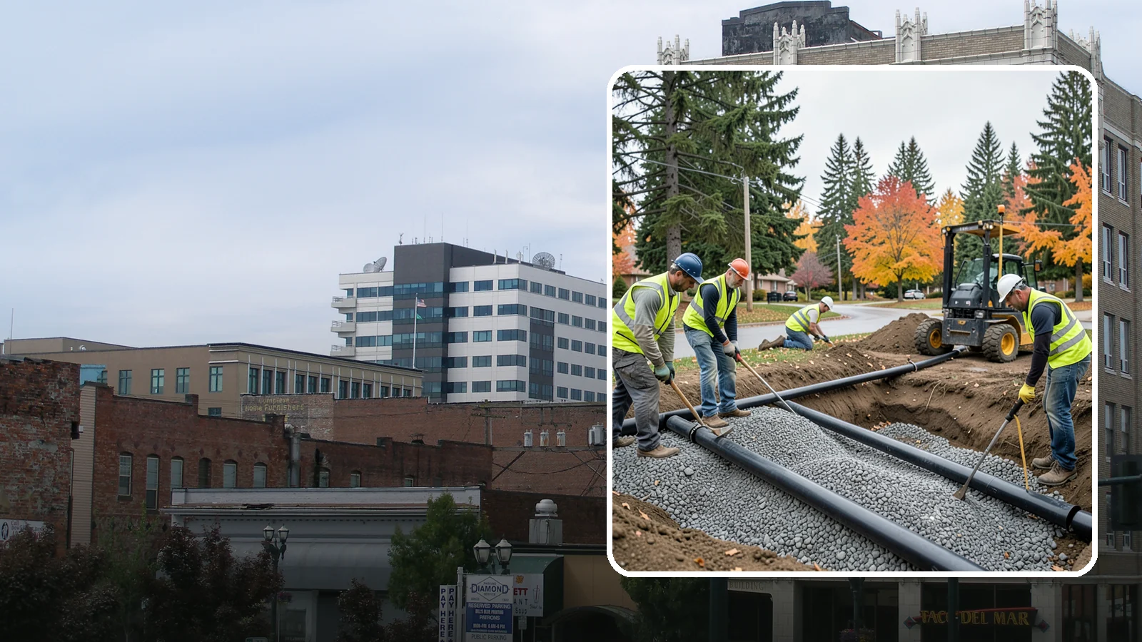 French Drain Installation in Everett, Snohomish County, WA - French drain installation that intercepts and redirects subsurface water away from municipal infrastructure and problem areas.