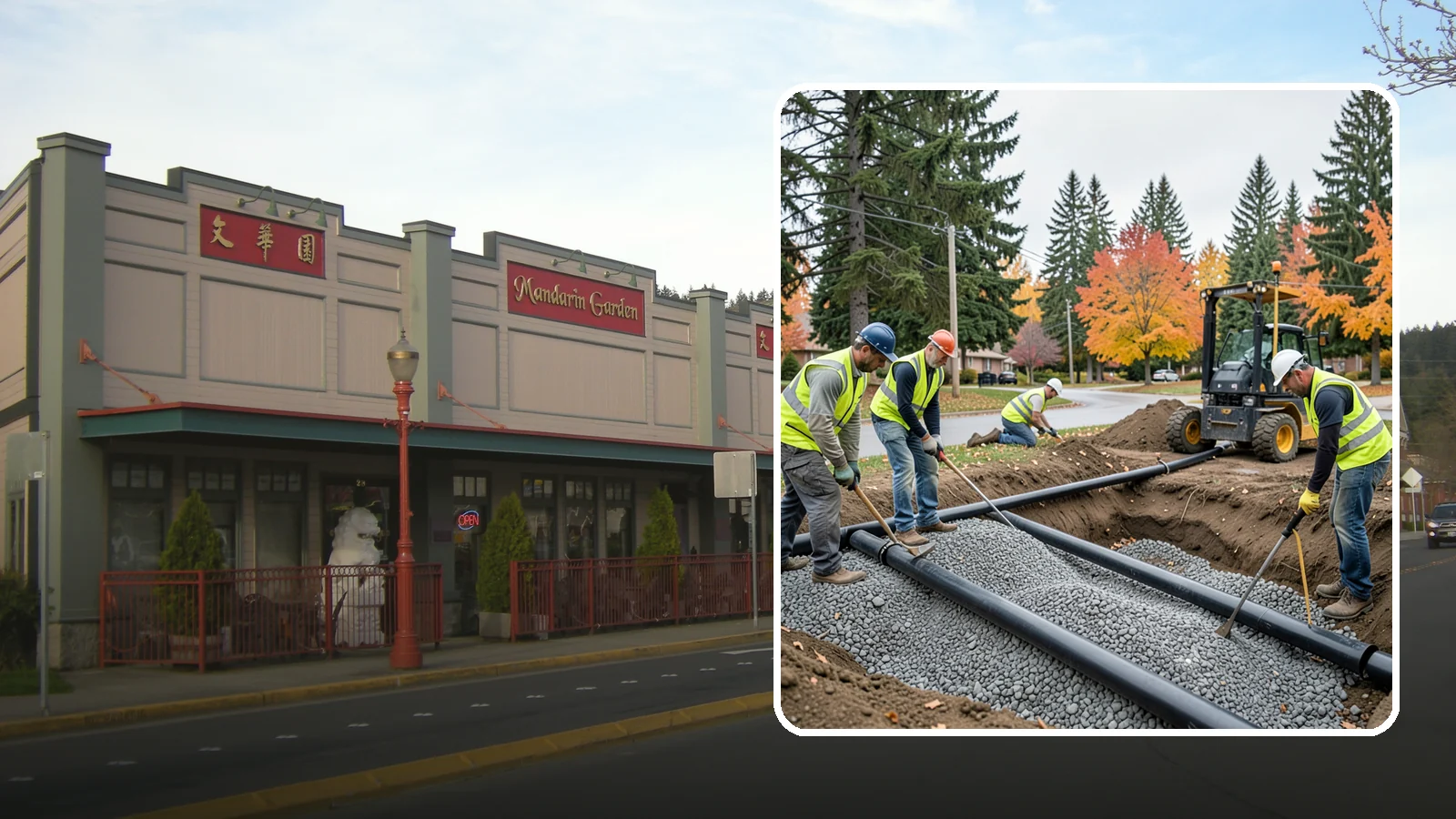 French Drain Installation in Issaquah, King County, WA - French drain installation that intercepts and redirects subsurface water away from municipal infrastructure and problem areas.