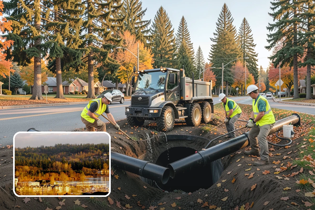 French Drain Installation in Kenmore, King County, WA - Intercepts groundwater before it damages structures or facilities