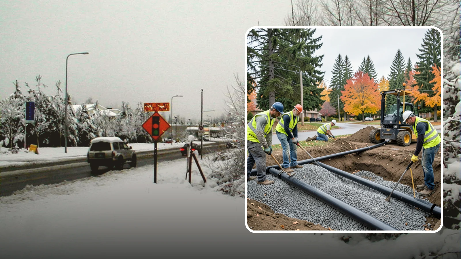 French Drain Installation in Newcastle, King County, WA - French drain installation that intercepts and redirects subsurface water away from municipal infrastructure and problem areas.