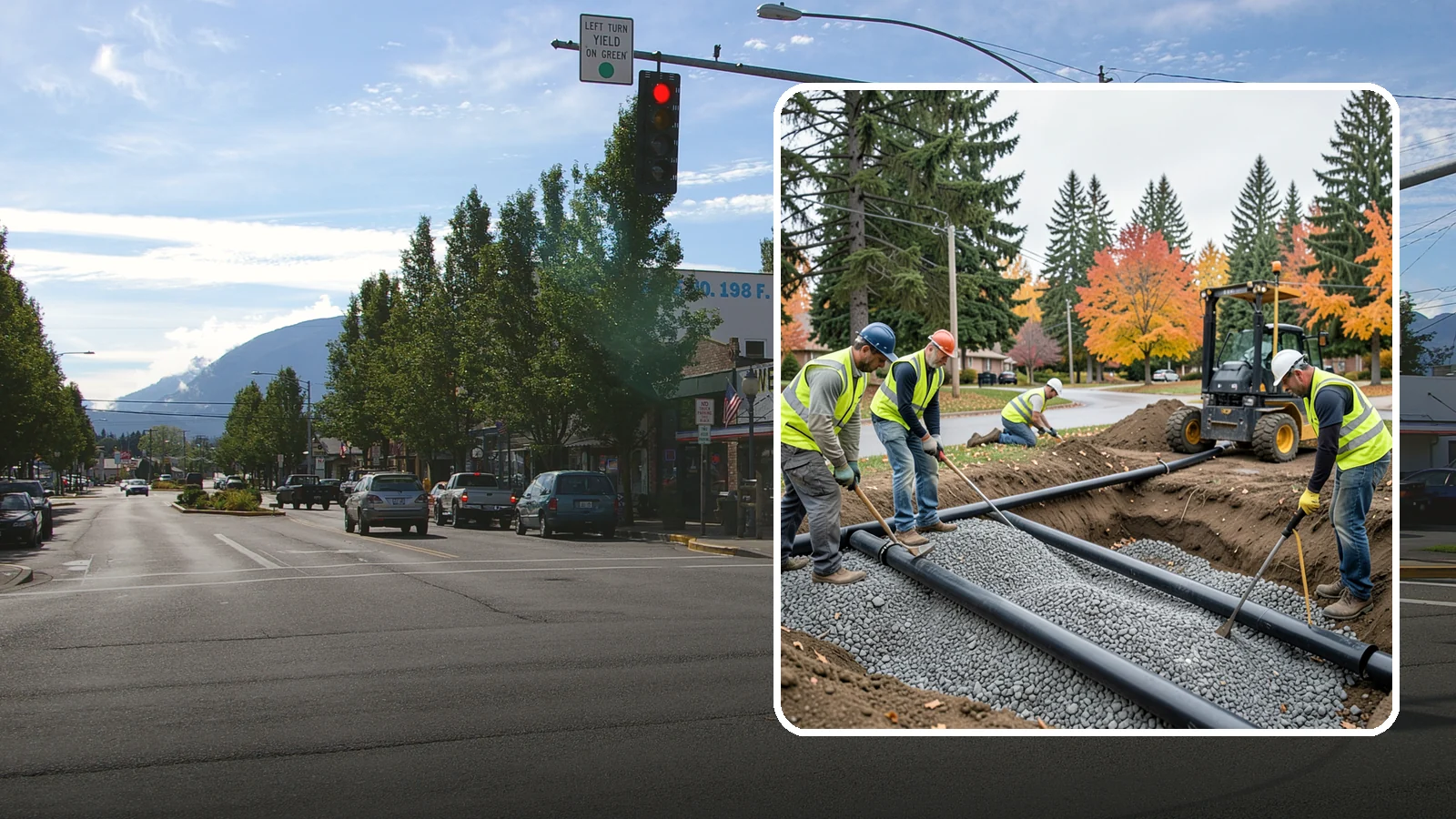 French Drain Installation in North Bend, King County, WA - French drain installation that intercepts and redirects subsurface water away from municipal infrastructure and problem areas.