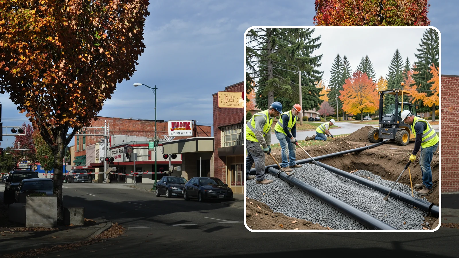 French Drain Installation in Puyallup, Pierce County, WA - French drain installation that intercepts and redirects subsurface water away from municipal infrastructure and problem areas.