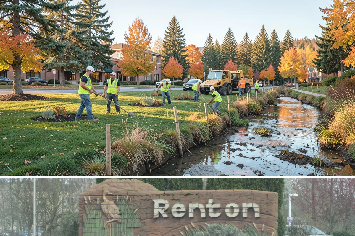 French Drain Installation in Renton, King County, WA - French drains are best installed in the drier summer window when the water table drops, easing excavation and allowing stable...