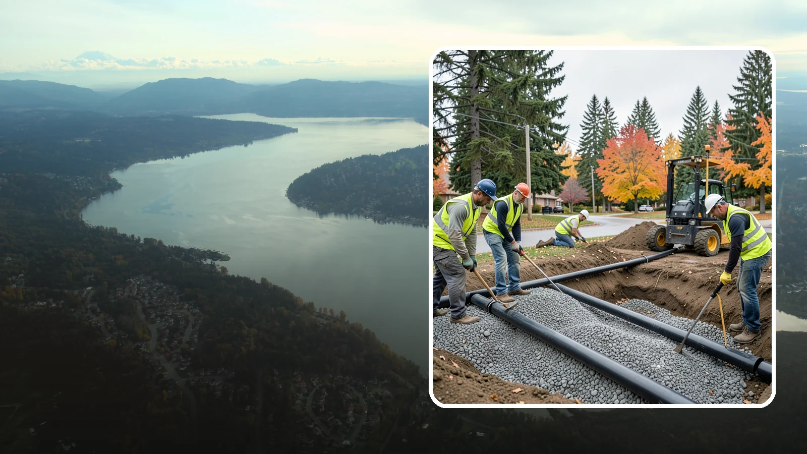 French Drain Installation in Sammamish, King County, WA - French drain installation that intercepts and redirects subsurface water away from municipal infrastructure and problem areas.