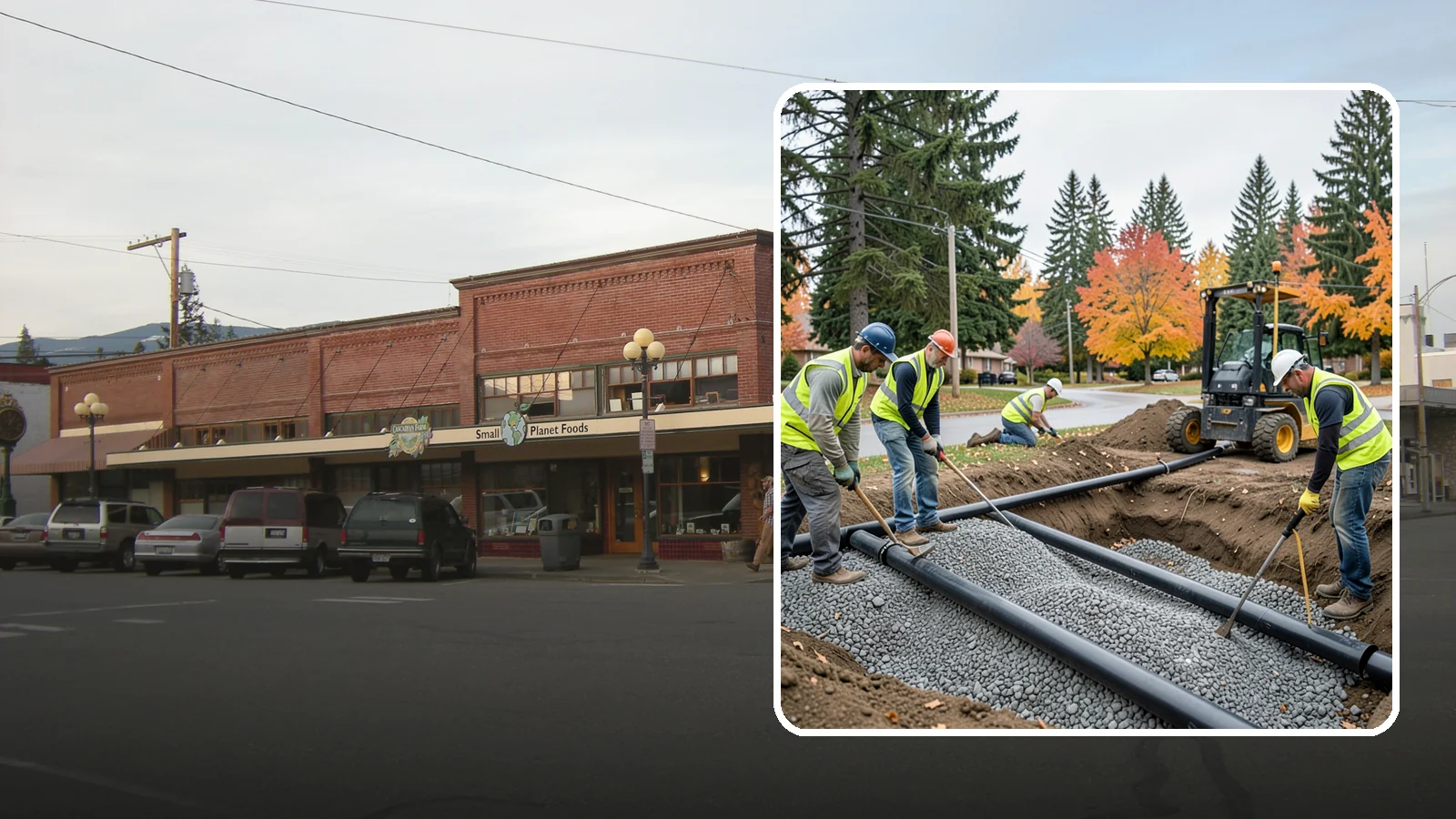French Drain Installation in Sedro-Woolley, Skagit County, WA - French drain installation that intercepts and redirects subsurface water away from municipal infrastructure and problem areas.