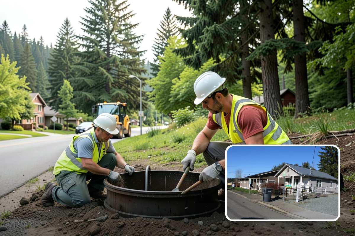 French Drain Installation in South Prairie, Pierce County, WA - Intercepts groundwater before it damages structures or facilities