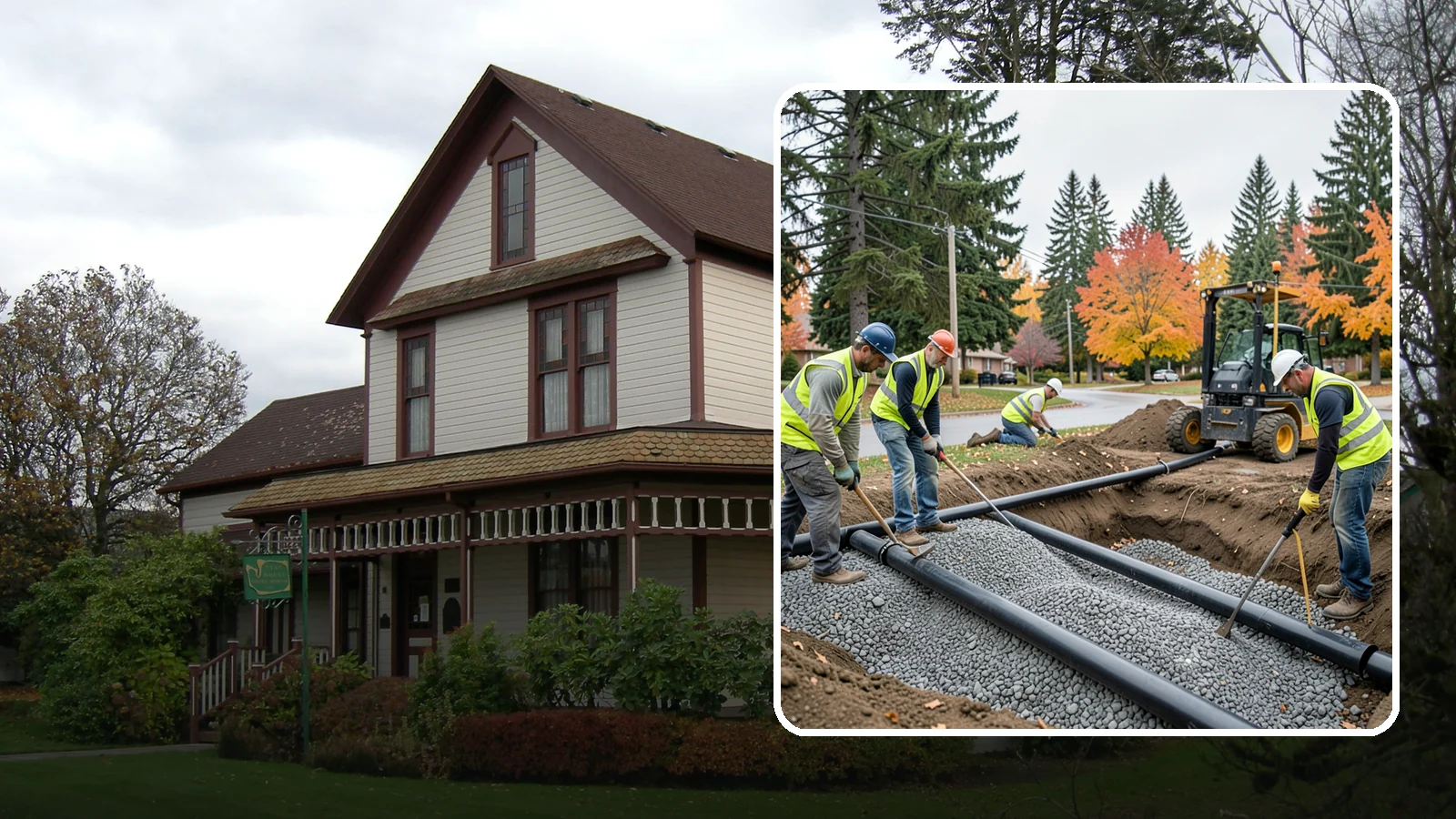 French Drain Installation in Sumner, Pierce County, WA - French drain installation that intercepts and redirects subsurface water away from municipal infrastructure and problem areas.