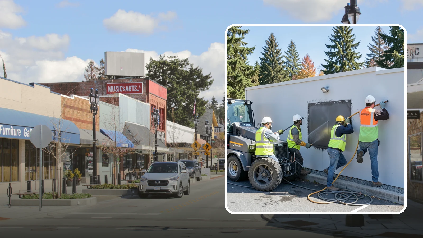 Graffiti Removal in Bothell, King County, WA - Rapid removal of graffiti from public surfaces to restore appearance and deter repeat vandalism.