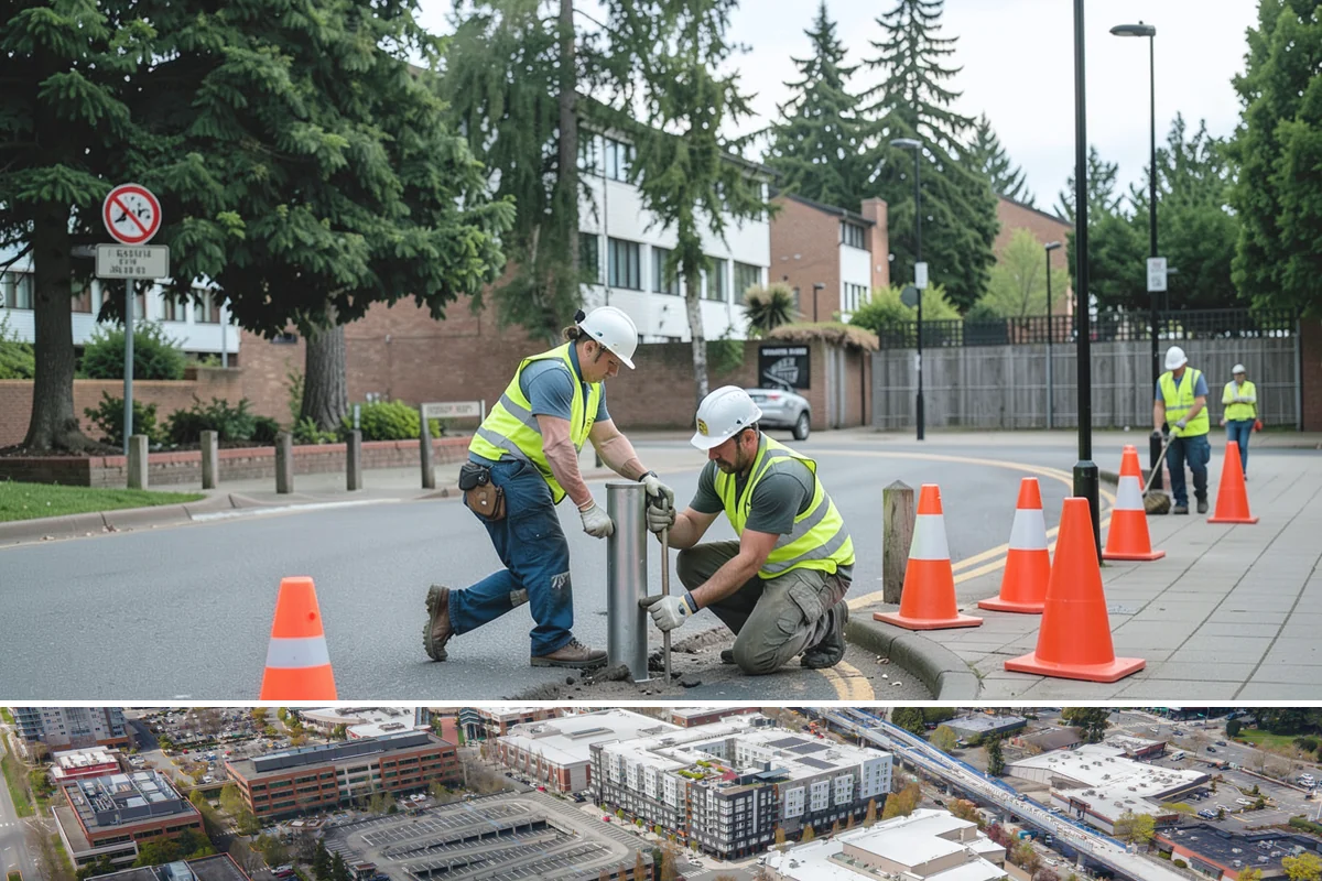 Guardrail Repair in Redmond, King County, WA - Repairs run year-round but cluster after winter storm season when run-off-road impacts peak.