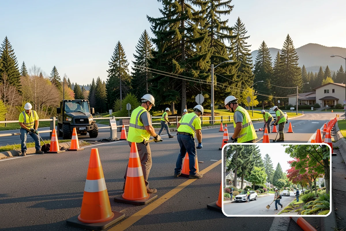 Guardrail Vegetation Clearing in Beaux Arts Village, King County, WA - Extends guardrail life by keeping post and rail zones dry