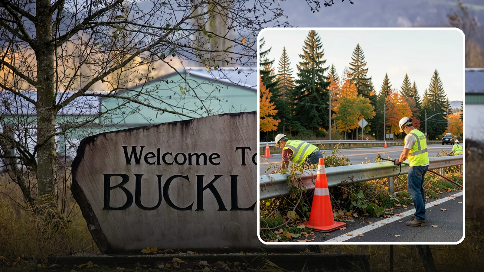 Guardrail Vegetation Clearing in Buckley, Pierce County, WA - Vegetation clearing behind and beneath guardrail that preserves barrier function and enables inspection access.