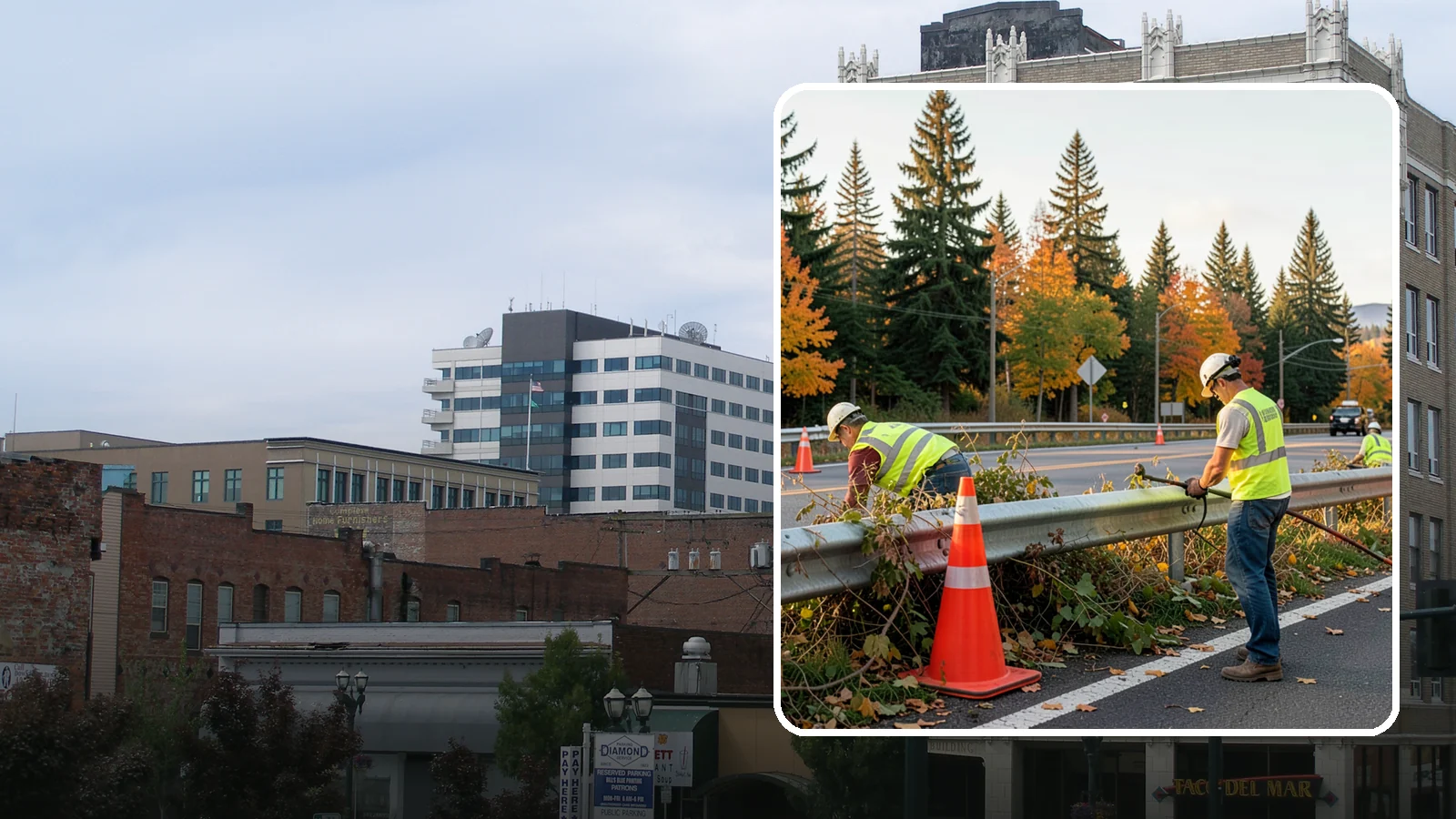 Guardrail Vegetation Clearing in Everett, Snohomish County, WA - Vegetation clearing behind and beneath guardrail that preserves barrier function and enables inspection access.