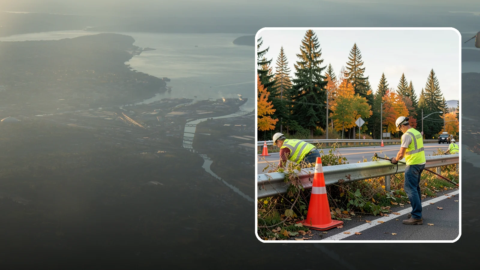 Guardrail Vegetation Clearing in Fife, Pierce County, WA - Vegetation clearing behind and beneath guardrail that preserves barrier function and enables inspection access.