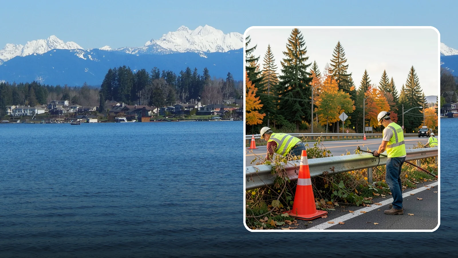Guardrail Vegetation Clearing in Lake Stevens, Snohomish County, WA - Vegetation clearing behind and beneath guardrail that preserves barrier function and enables inspection access.