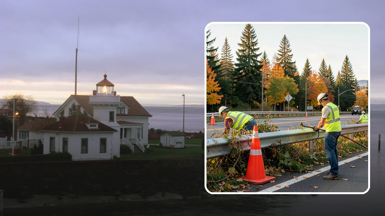 Guardrail Vegetation Clearing in Mukilteo, Snohomish County, WA - Vegetation clearing behind and beneath guardrail that preserves barrier function and enables inspection access.